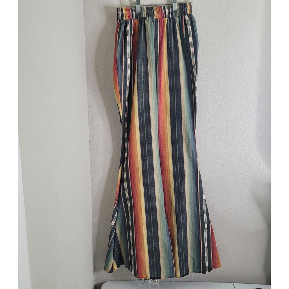 L&B Striped Boot-Cut Pants in Multicolor Vertical Bands